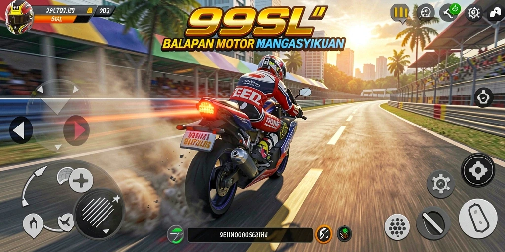 Tampilan gameplay 99SL yang mendebarkan di sirkuit balapan.