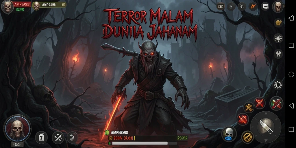 Screenshot gameplay AMPER88 yang menampilkan momen menegangkan dan atmosfer mencekam.