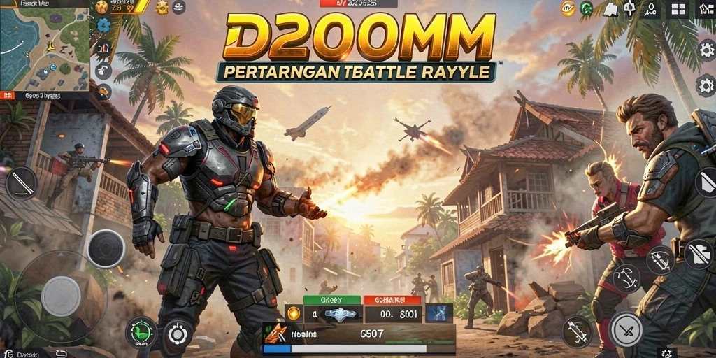 Tampilan menarik dari gameplay Battle Royale D200M yang seru dan menegangkan.