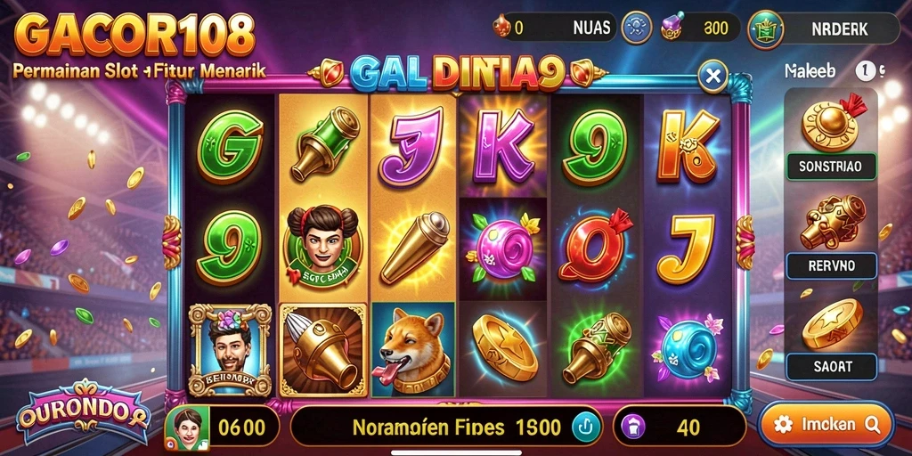 Screenshot gameplay GACOR108 menampilkan putaran slot yang mendebarkan.