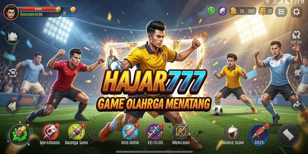 Tampilan gameplay seru dalam HAJAR777 dengan aksi olahraga yang mendebarkan.