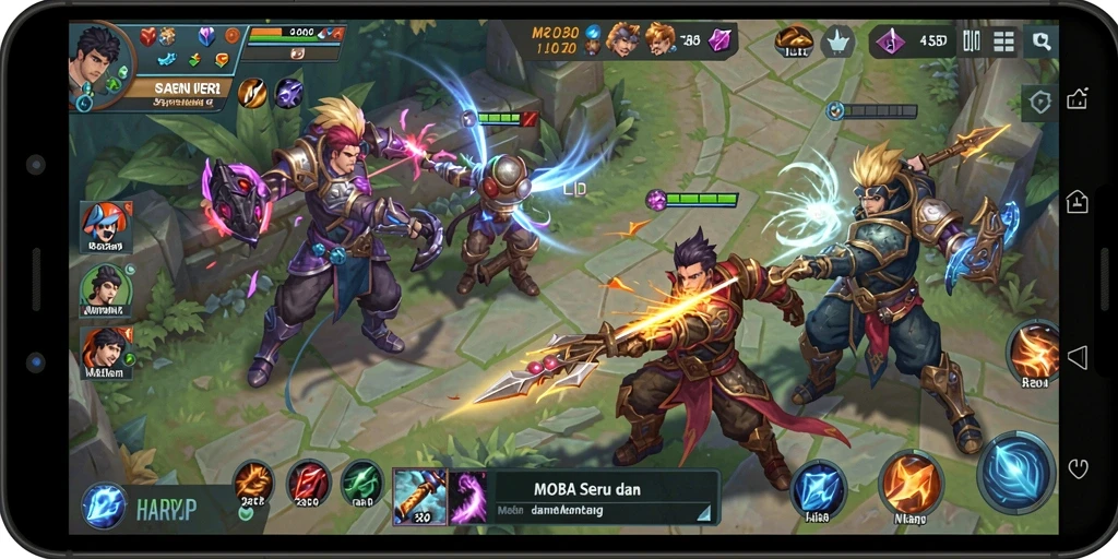 Screenshot gameplay seru dari HARAPJP dalam aksi MOBA.