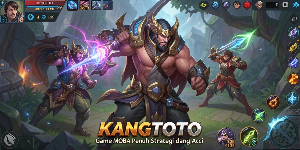 Tangkapan layar KANGTOTO menampilkan aksi pertempuran intens dalam permainan MOBA.