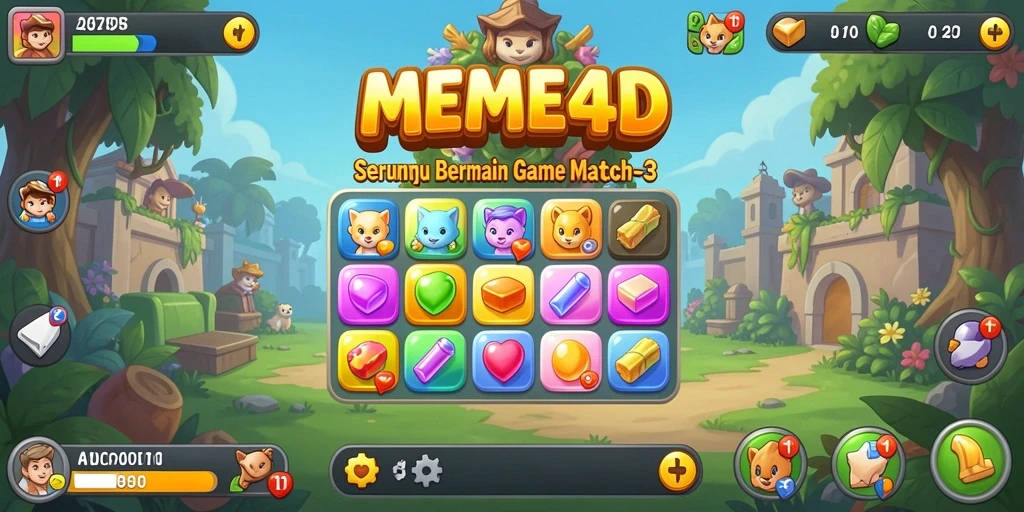 Tangkapan layar gameplay <strong>MEME4D</strong> yang penuh warna dan menyenangkan.