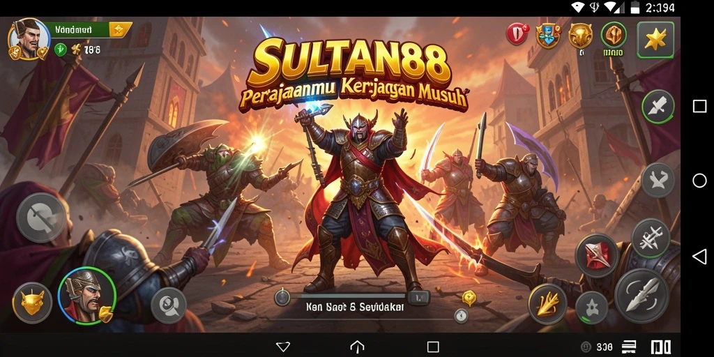 Tangkapan layar utama SULTAN88 menampilkan aksi pertahanan yang intens dalam gameplay Tower Defense.