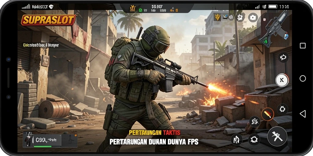 Tampilan menarik dari aksi dalam game SUPRASLOT yang intens.