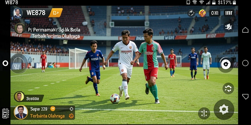 Tangkapan layar gameplay WE878 menampilkan pertandingan sepak bola yang mendebarkan.
